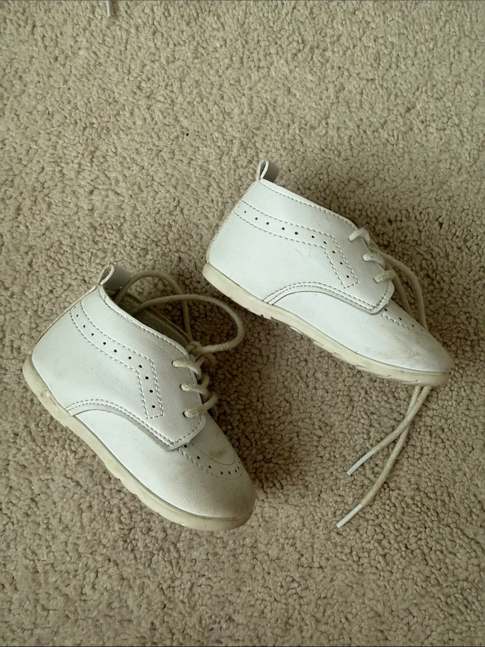 White Baby Lace-Up Brogue Dress Shoes for Toddlers